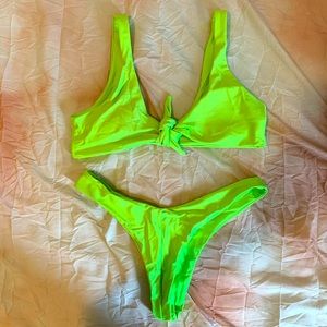 Neon Green Front Tie Bikini